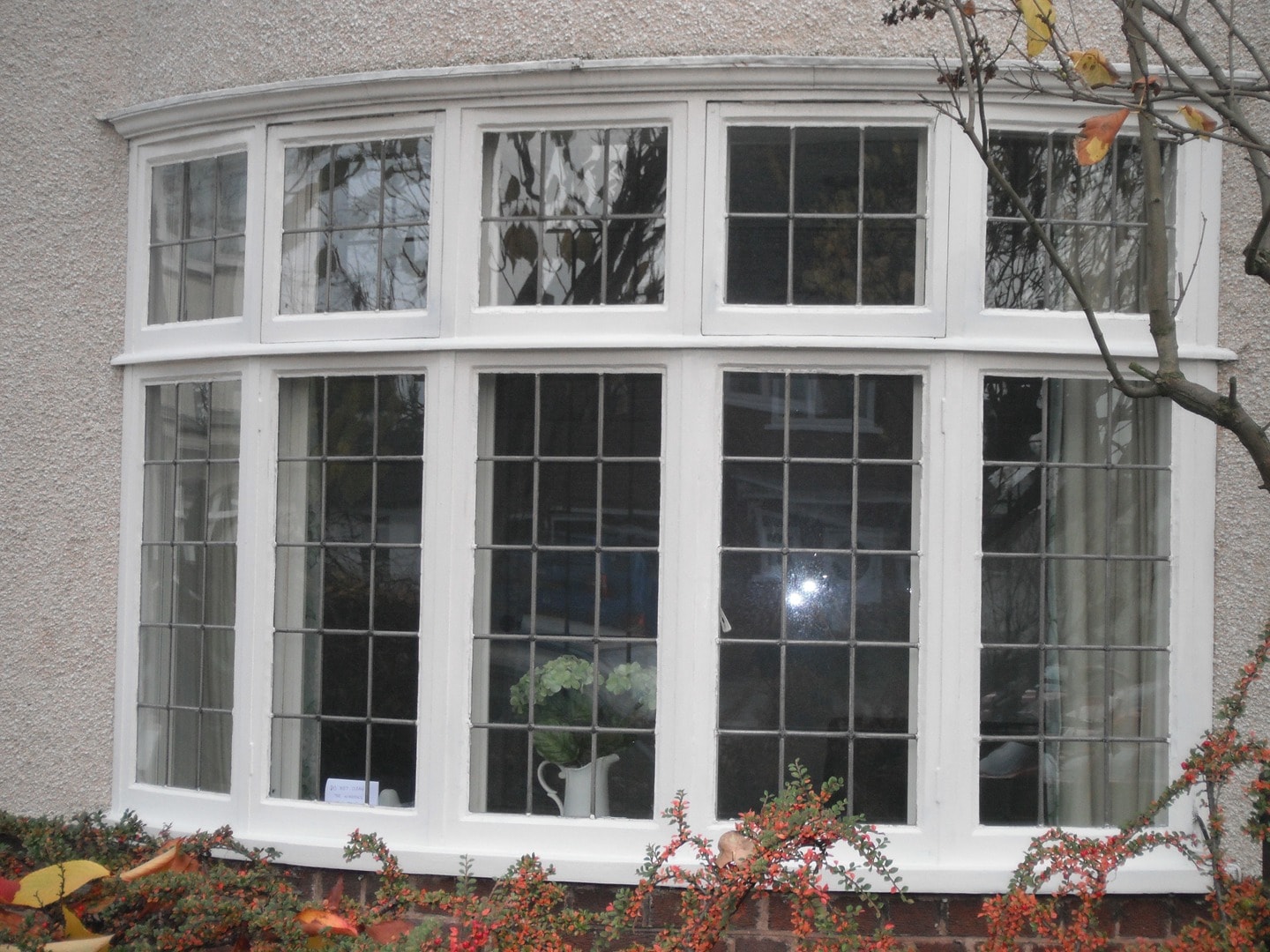 Fully restored casement bay window on a period home